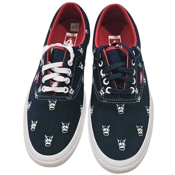 Vans~Men\'s 10~ Era Pro Kader Sylla Canvas Skull Logo Navy/Red White Sneakers NEW main image 8